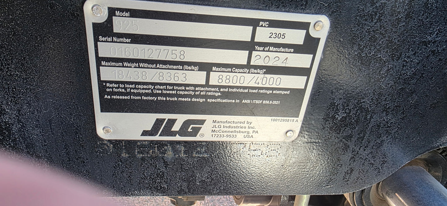 2024 JLG 925 Ag Telehandler