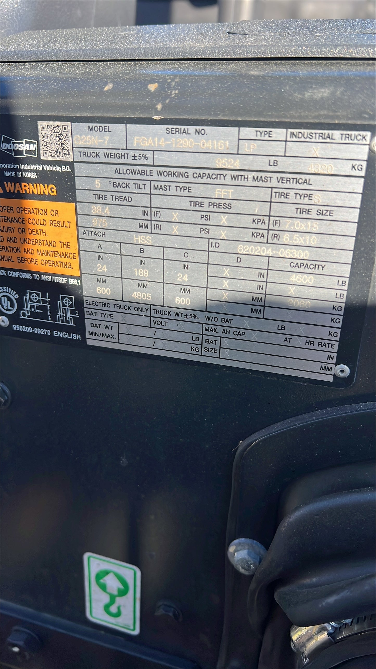 2020 DOOSAN G25N‑7LP