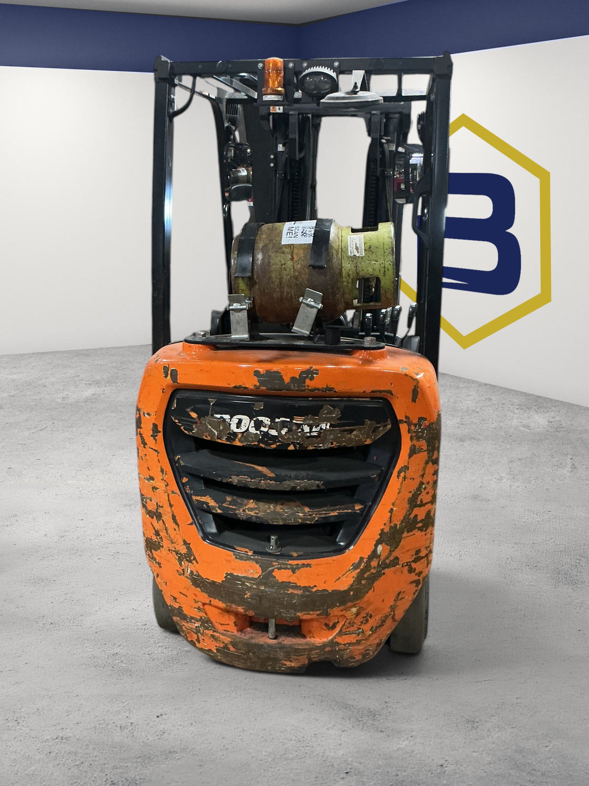 Burwell Material Handling 2020 Doosan GC30S-9 LPG cushion-tire forklift with orange paint in a warehouse setting