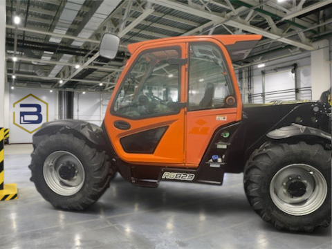 Burwell Material Handling 2023 JLG AG823 telehandler with enclosed cab and bucket in orange and black