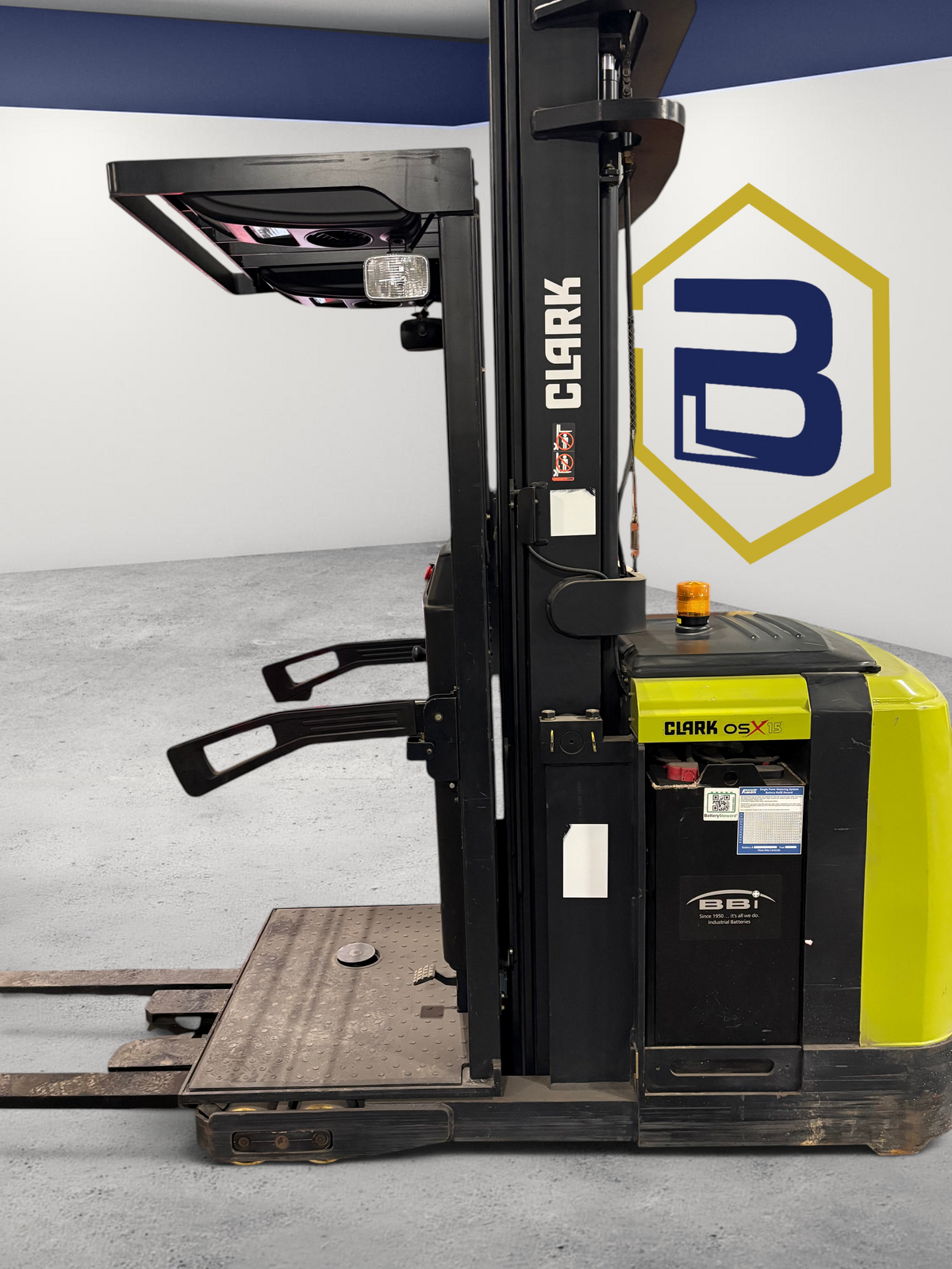 Burwell Material Handling 2019 Clark OSX15 electric stand-on order picker in a warehouse setting