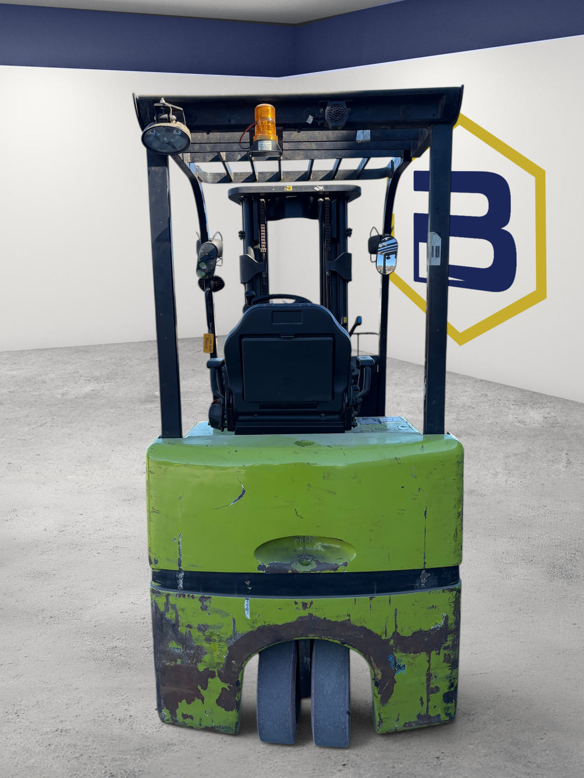 Burwell Material Handling 2016 Clark TMX25 electric forklift with non-marking tires and sideshifter in a parking lot