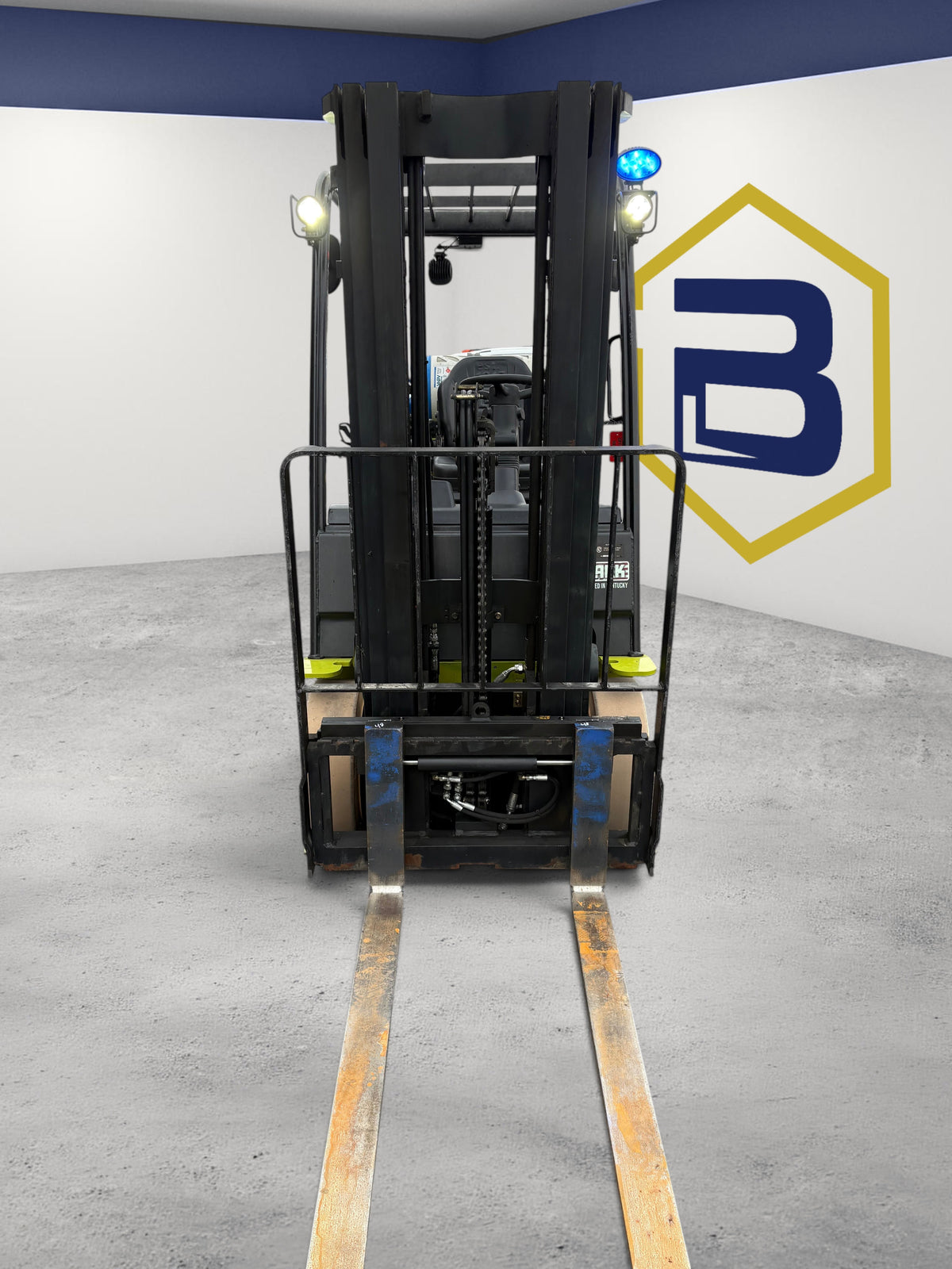 Burwell Material Handling 2020 Clark S25C LPG cushion-tire forklift with triple-stage mast in a warehouse setting