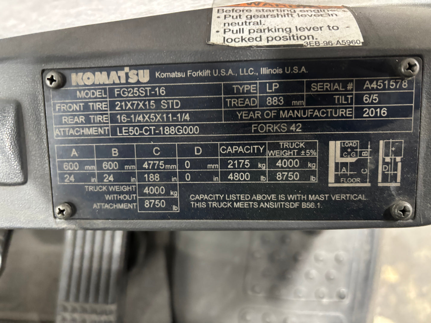2000 KOMATSU FG25ST-16