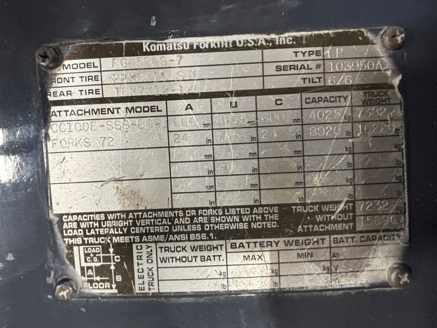 2001 KOMATSU FG45BCS-7