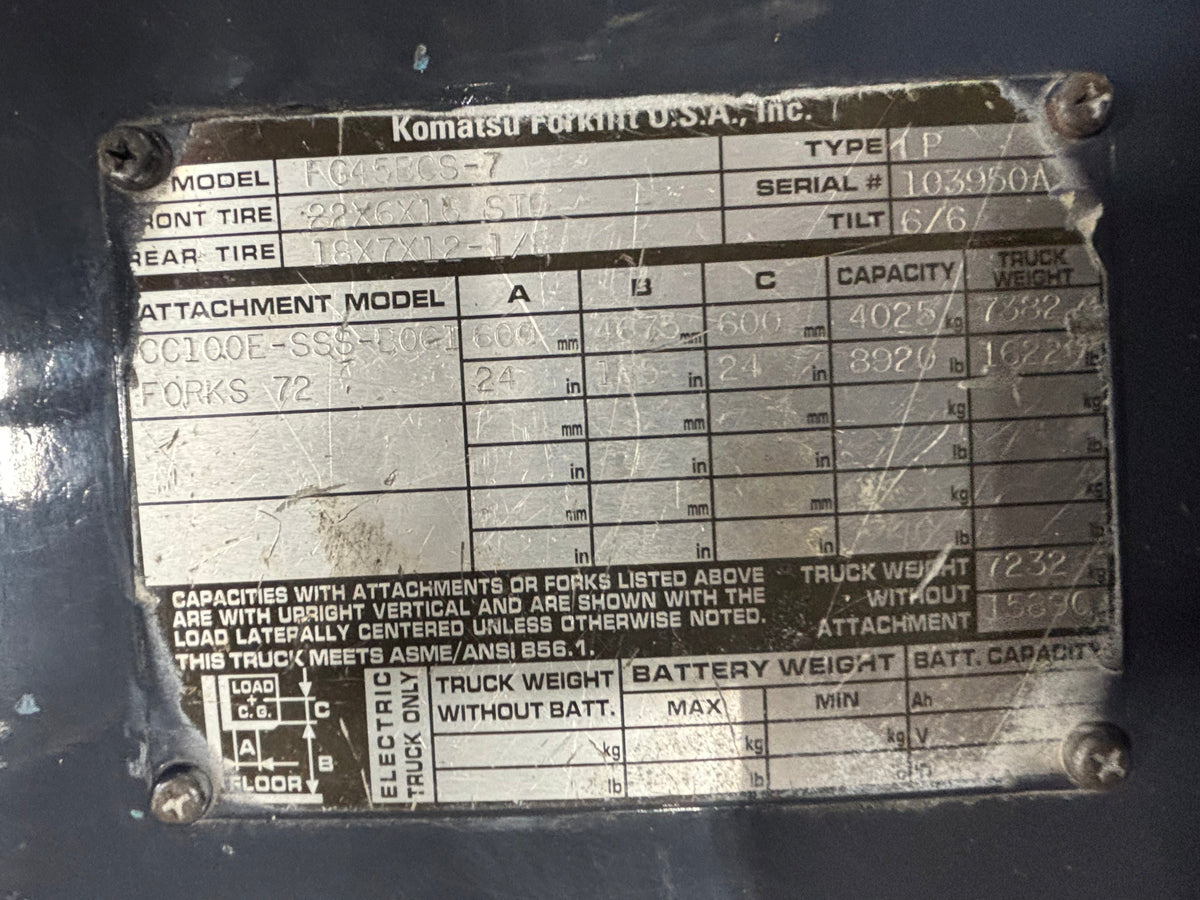 2001 KOMATSU FG45BCS-7