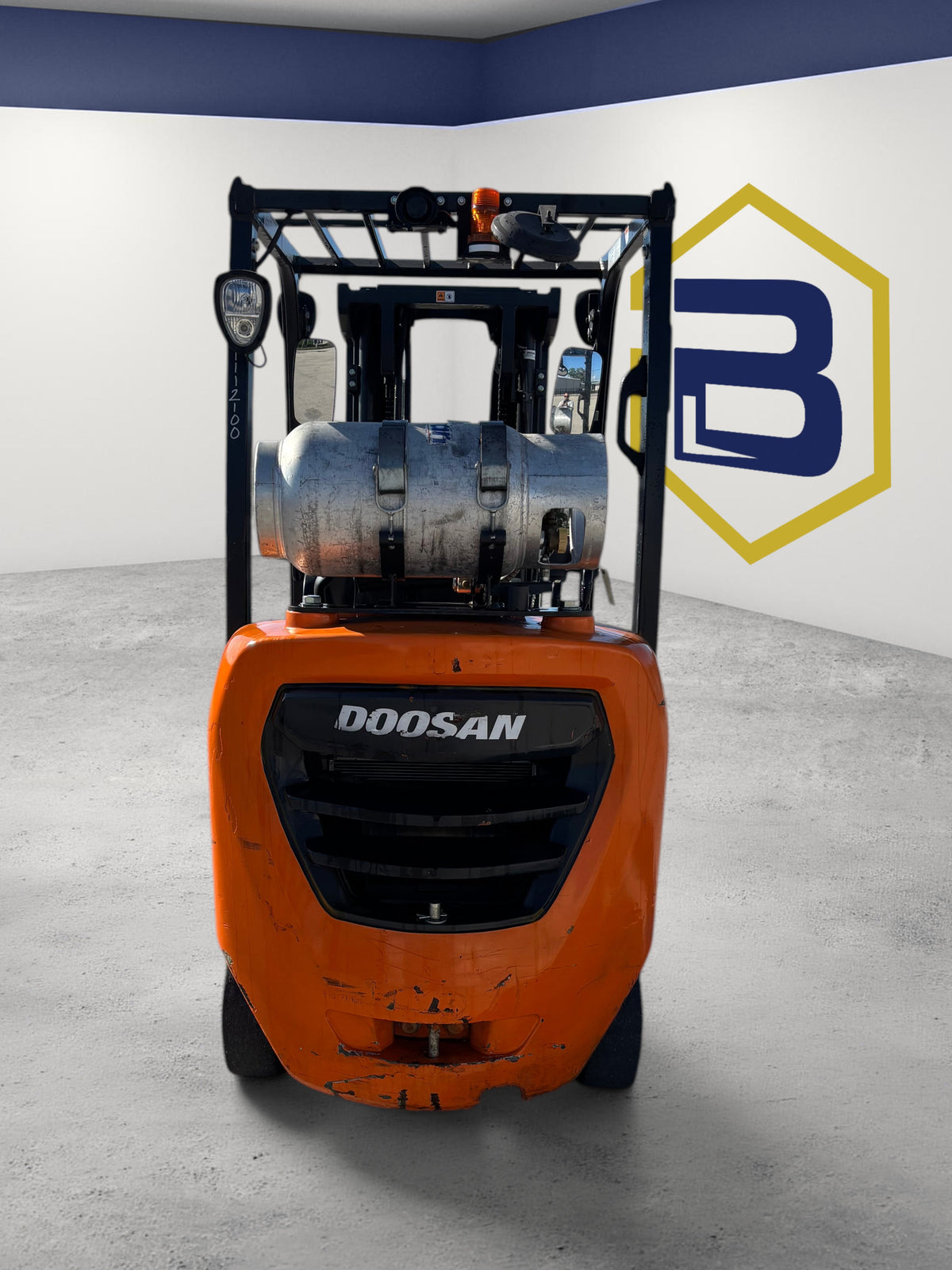 Burwell Material Handling 2019 Doosan GC30S-9 orange LPG cushion-tire forklift, front view in outdoor lot.