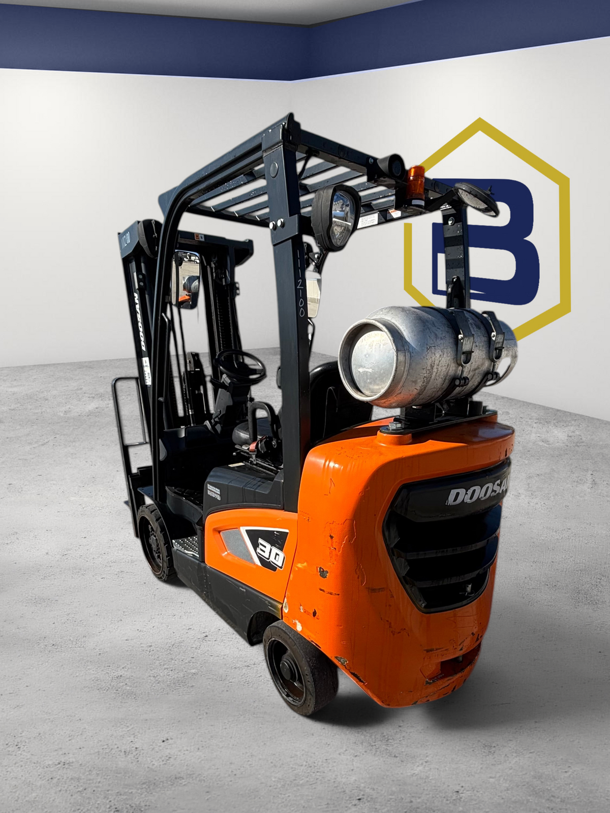 Burwell Material Handling 2019 Doosan GC30S-9 orange LPG cushion-tire forklift for indoor warehouse use