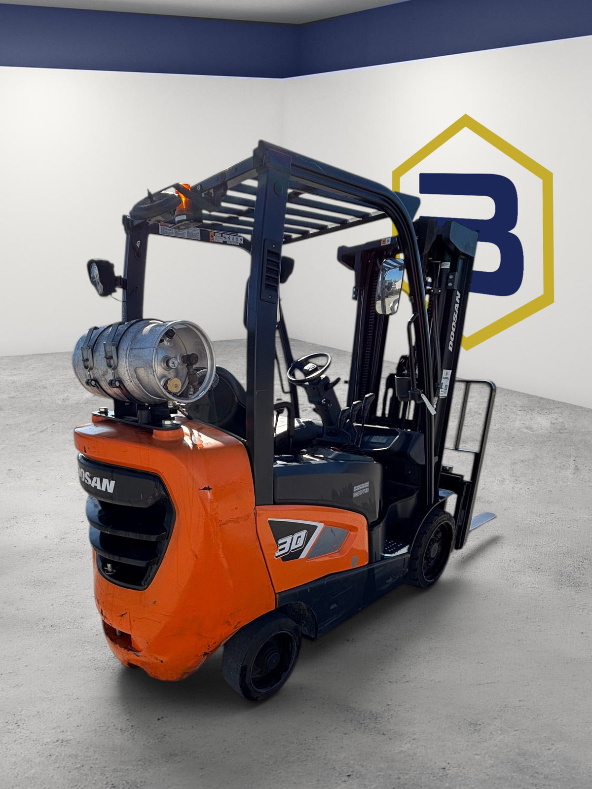 Burwell Material Handling 2019 Doosan GC30S-9 orange LPG cushion-tire forklift in an outdoor lot
