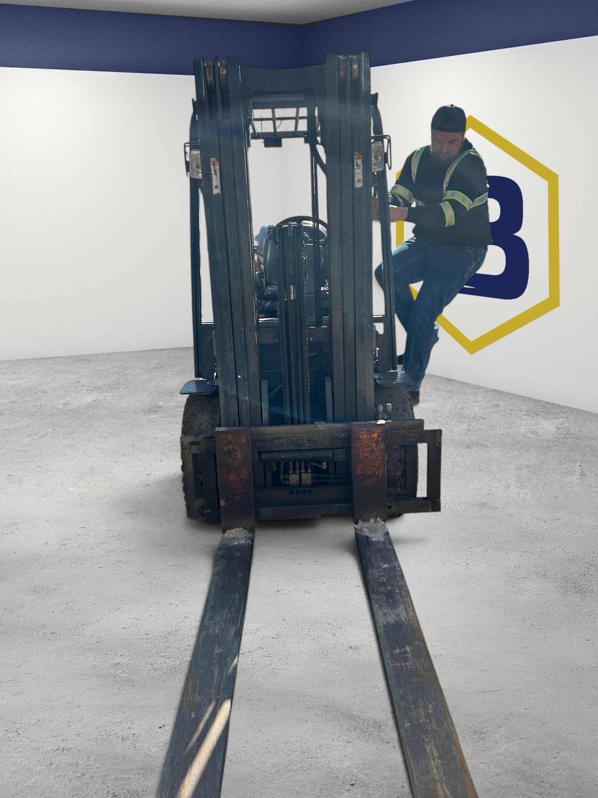 Burwell Material Handling 2016 Doosan G25E-5LP LPG forklift with pneumatic tires on an outdoor industrial site