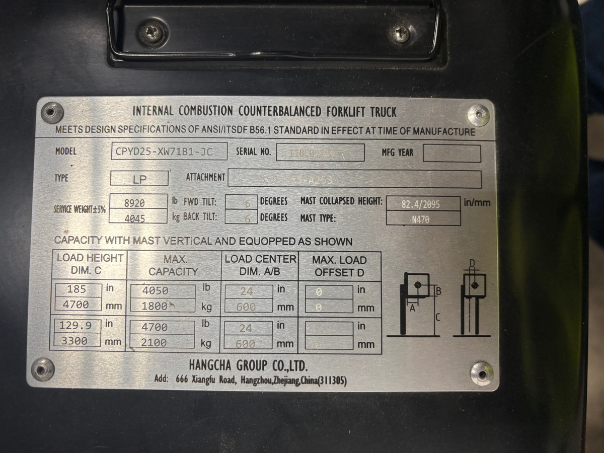 2023 HANGCHA CPYD25-XW71B1-JC