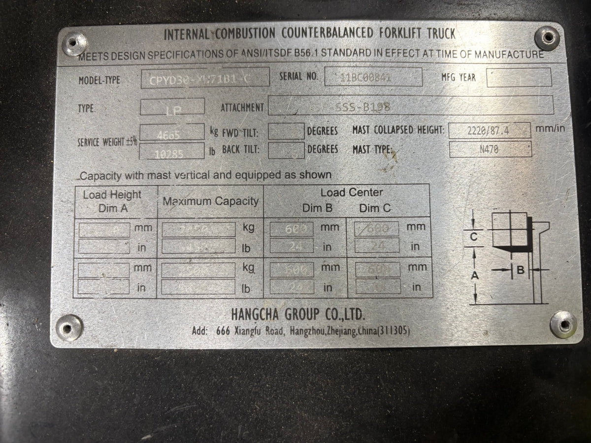 2023 HANGCHA CPYD30-XW71B1-C
