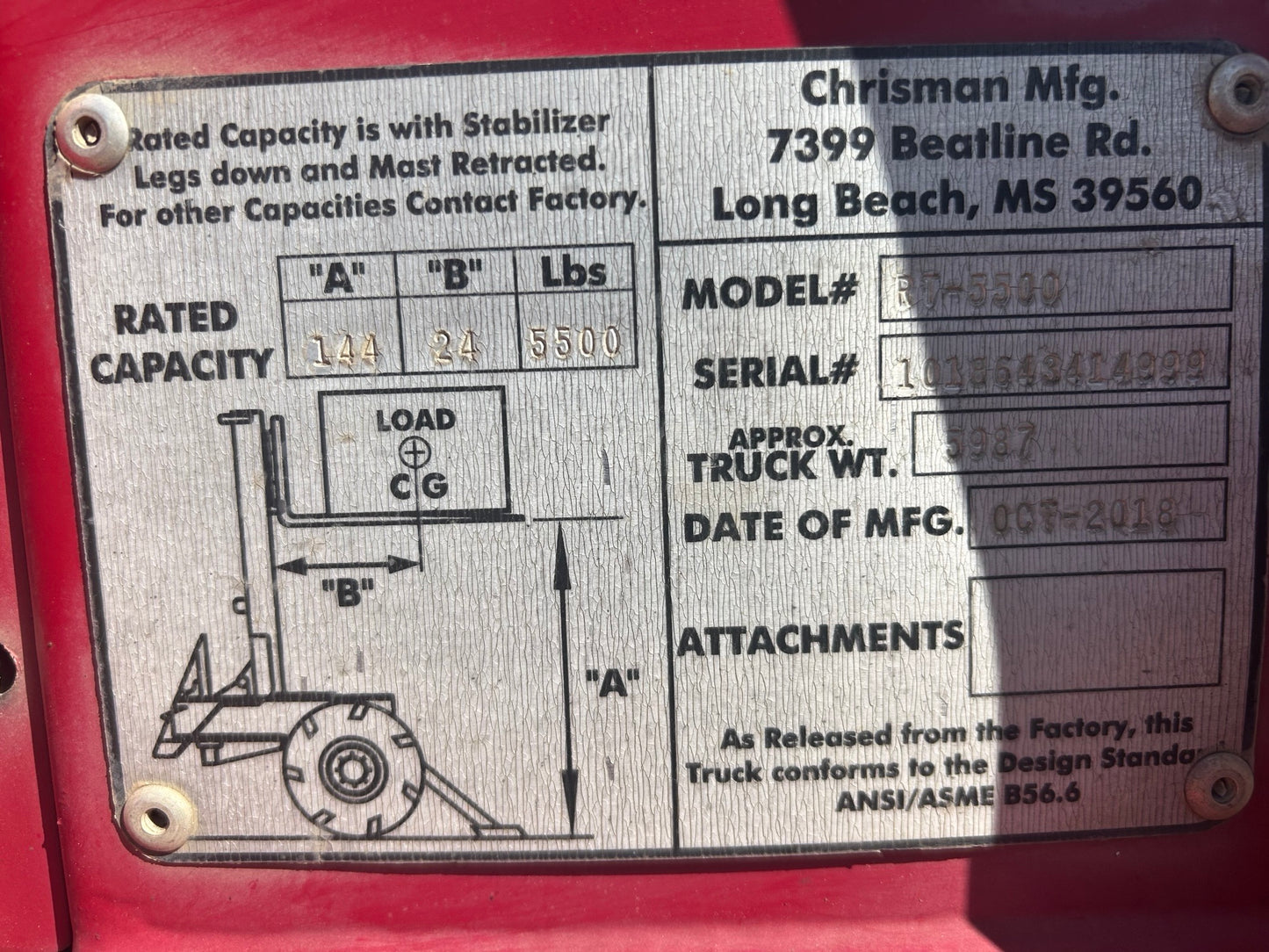 2018 Chrisman RT5500
