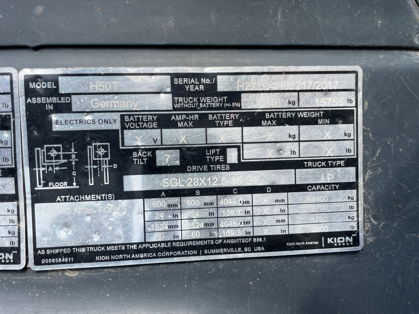 2017 LINDE H50T