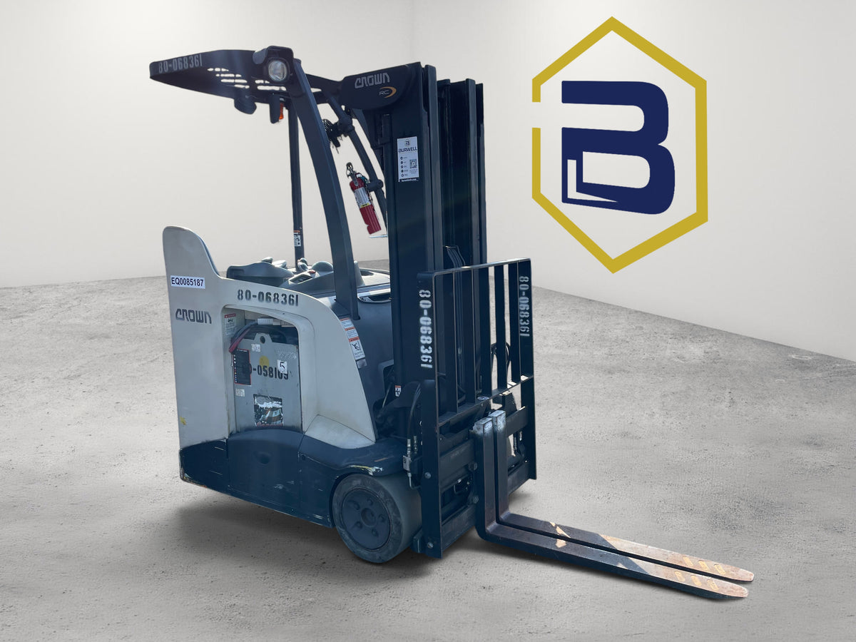 Burwell Material Handling 2020 Crown RC5535-35 electric stand-up forklift with 3,500 lb capacity in an outdoor lot.
