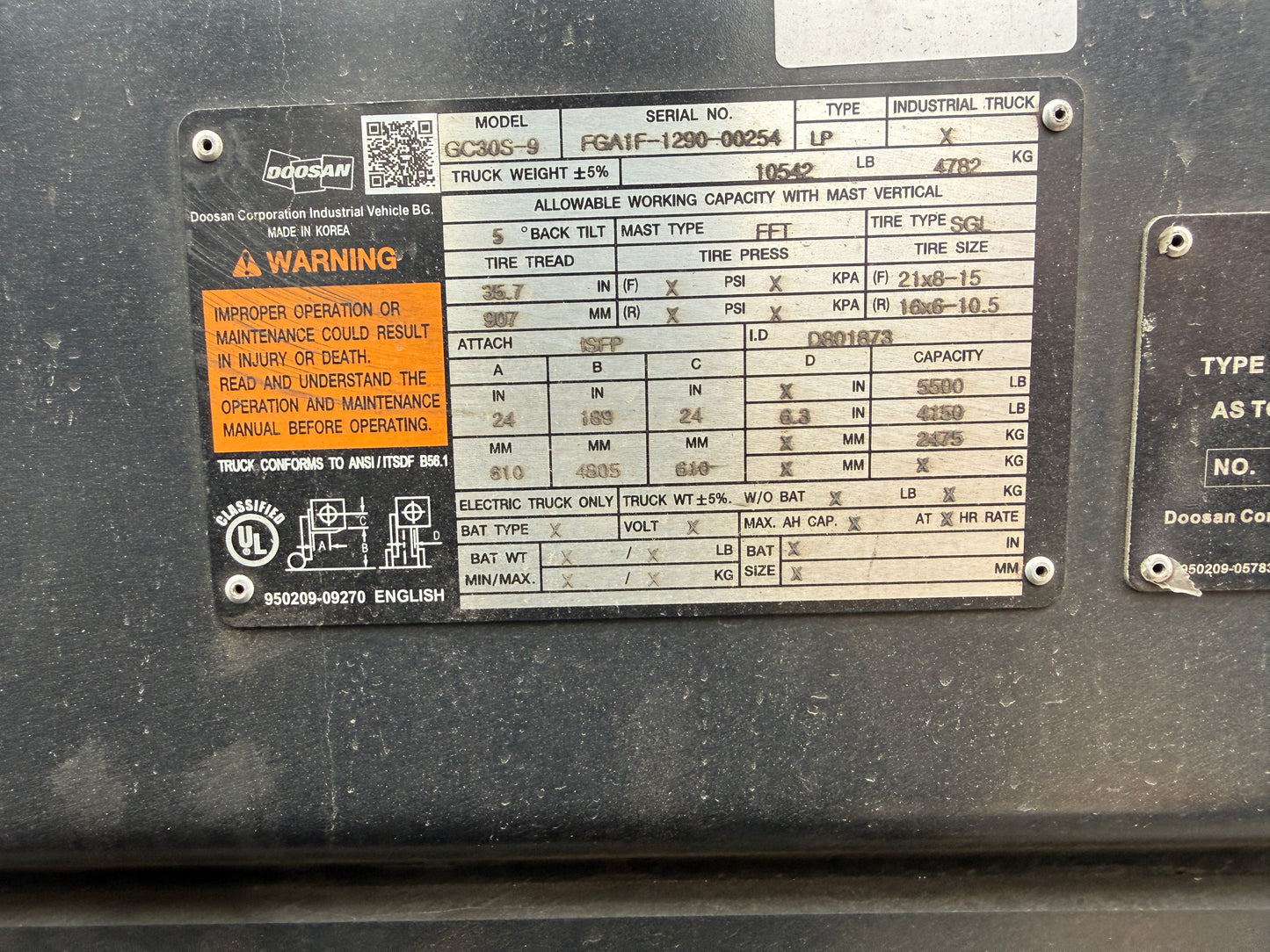 2020 DOOSAN GC30S-9