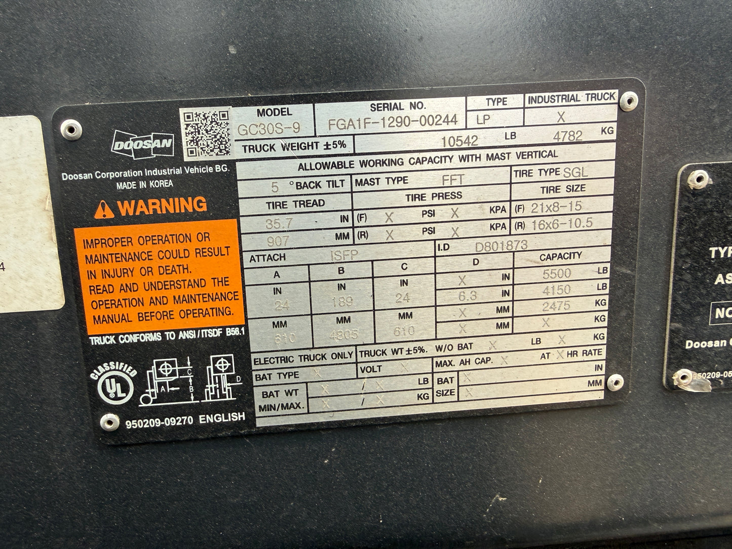 2020 DOOSAN GC30S-9
