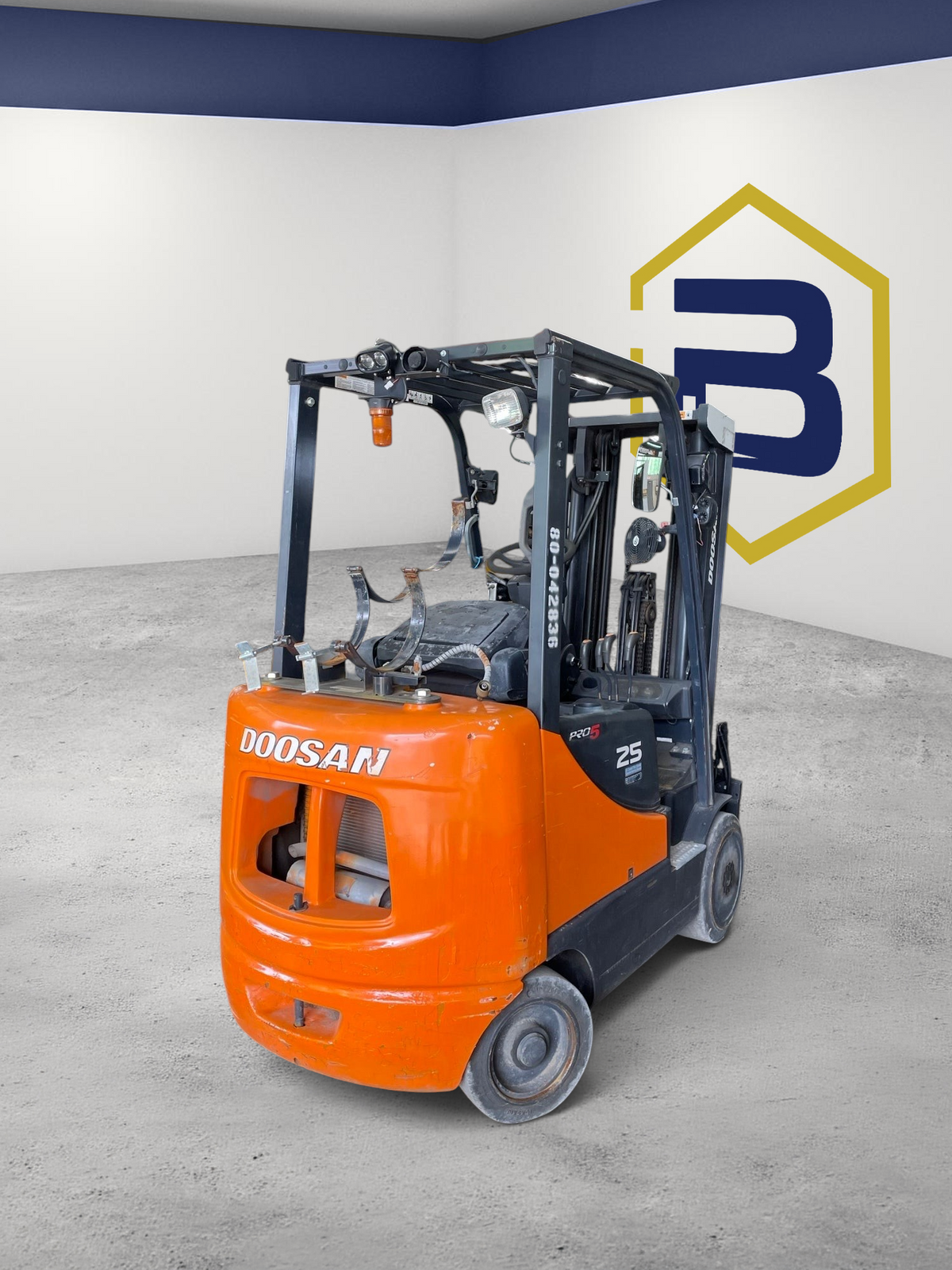 Burwell Material Handling 2017 Doosan GC25P-5 LPG cushion tire forklift in an industrial warehouse setting