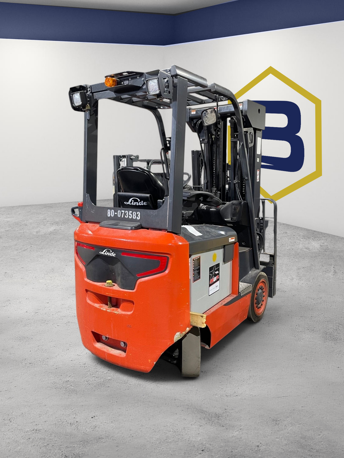 Burwell Material Handling 2020 Linde E25C electric cushion-tire forklift in a warehouse setting