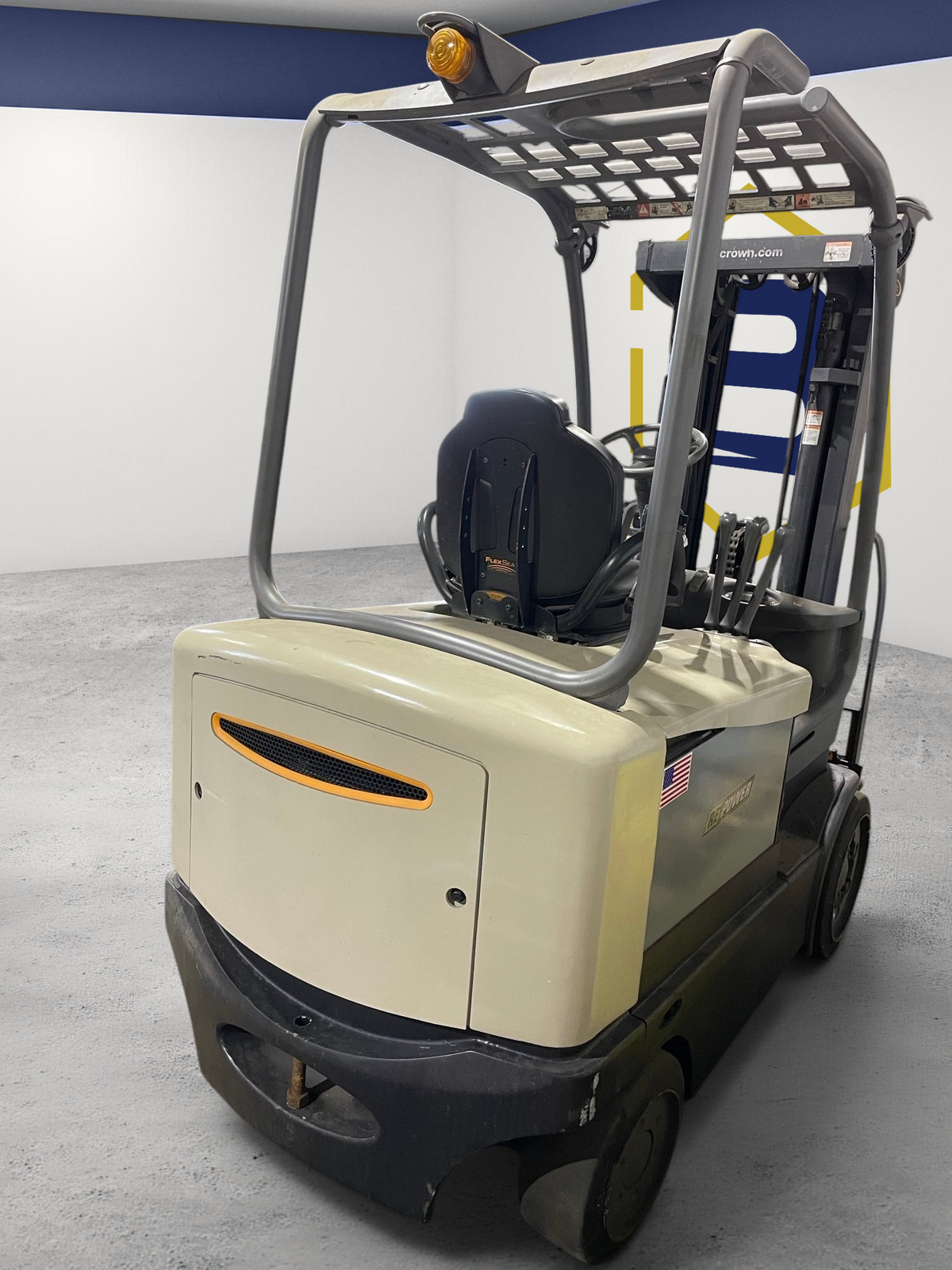 Burwell Material Handling 2013 Crown FC4525-55 electric sit-down cushion-tire forklift in a warehouse setting