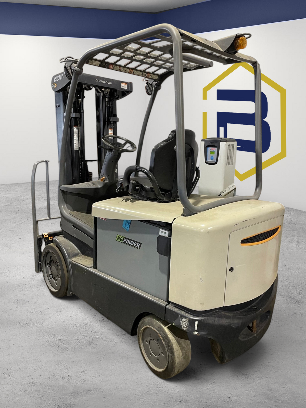 Burwell Material Handling 2013 Crown FC4525-55 electric sit-down cushion tire forklift in a warehouse setting