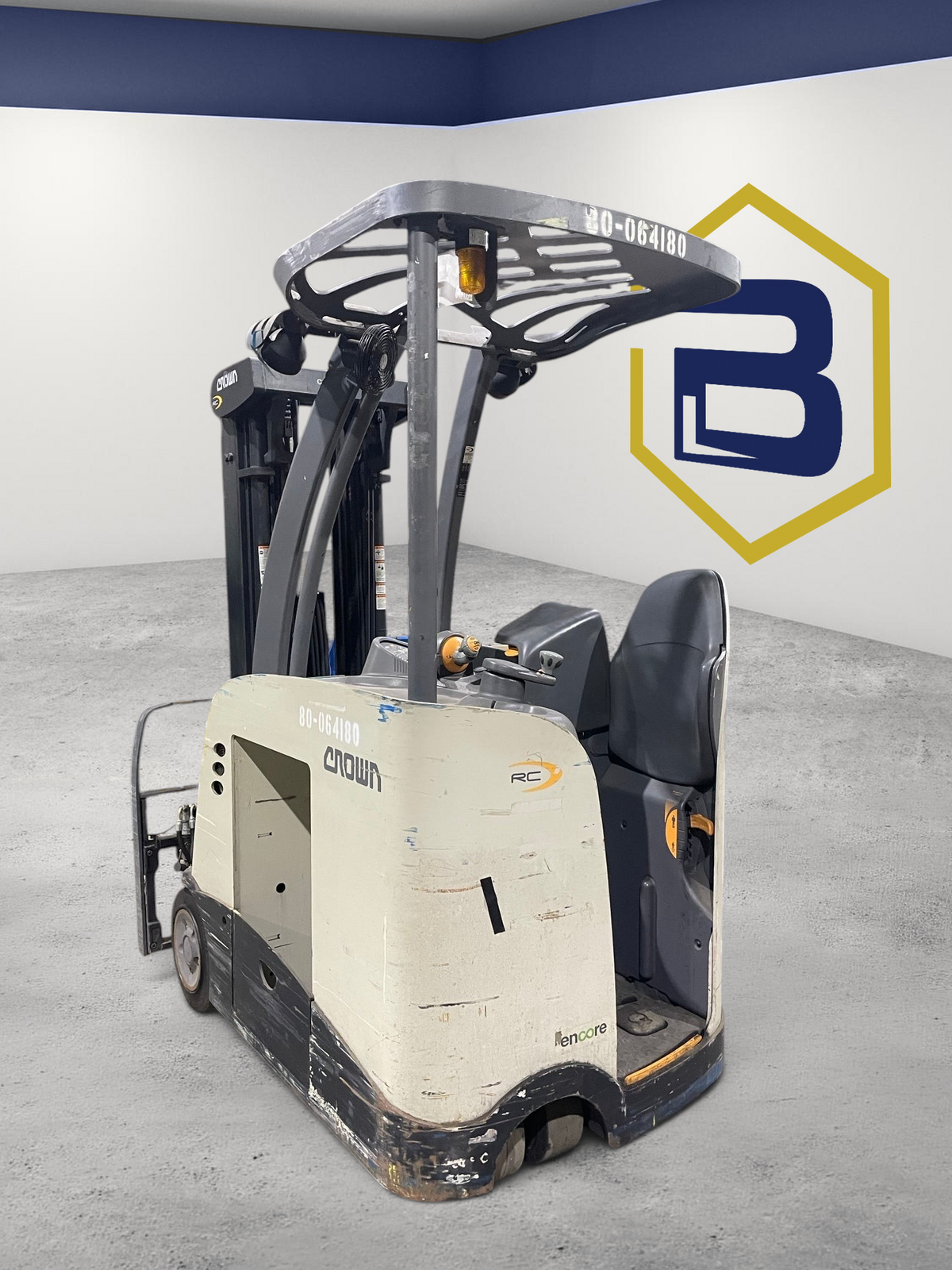 Burwell Material Handling 2010 Crown RC5545-40 electric stand-up forklift in a warehouse setting