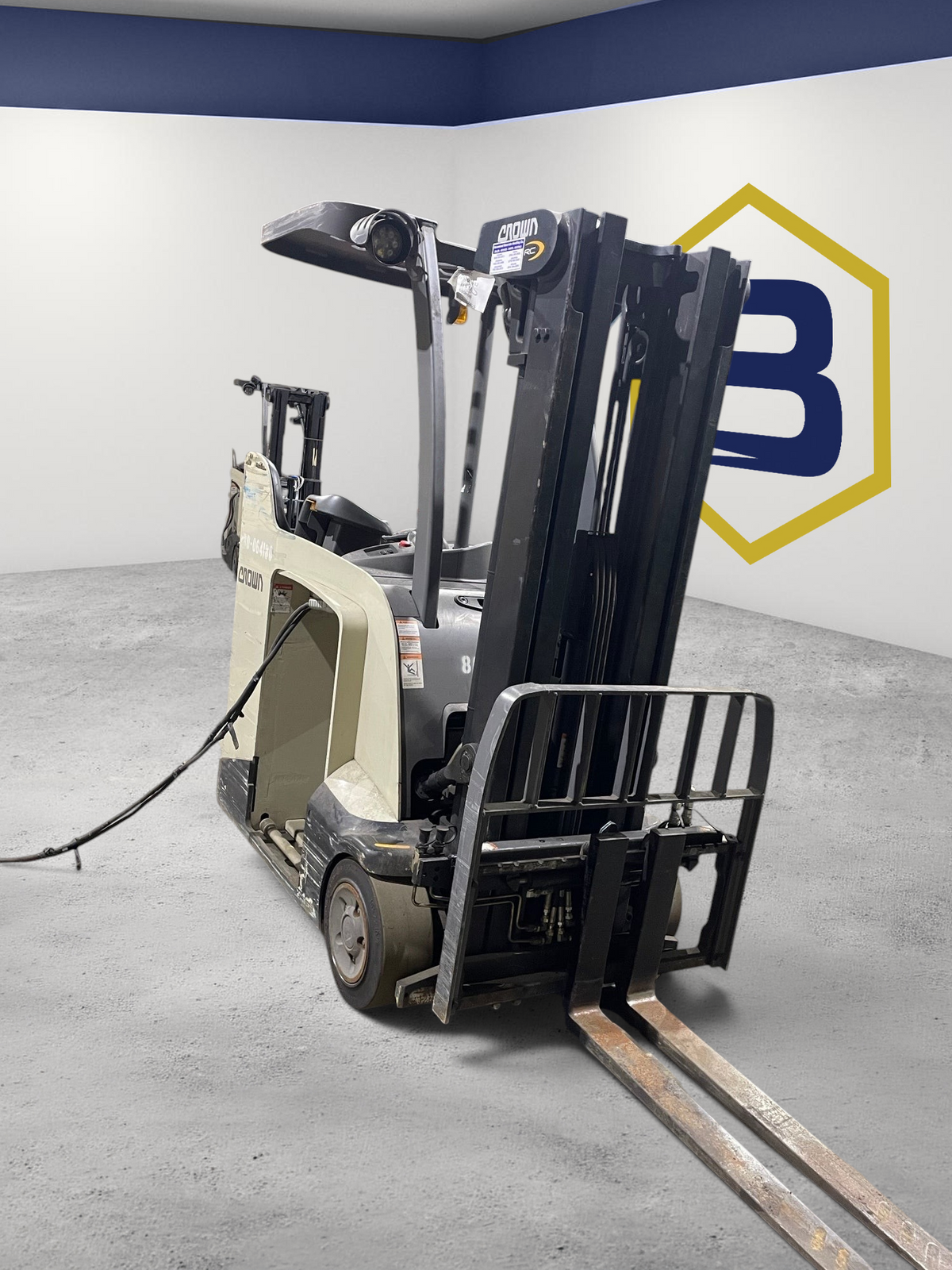 Burwell Material Handling 2010 Crown RC5545-40 electric stand-up forklift in a warehouse setting