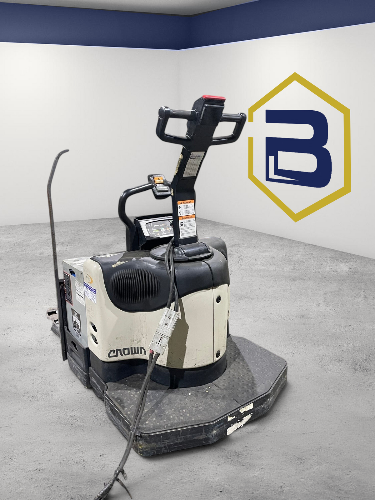 Burwell Material Handling 2013 Crown PE4500-60 electric rider pallet truck in a warehouse setting