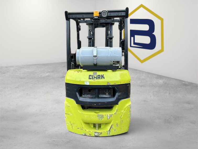 Burwell Material Handling 2018 Clark S25C forklift with triple mast, sideshifter, and non-marking tires
