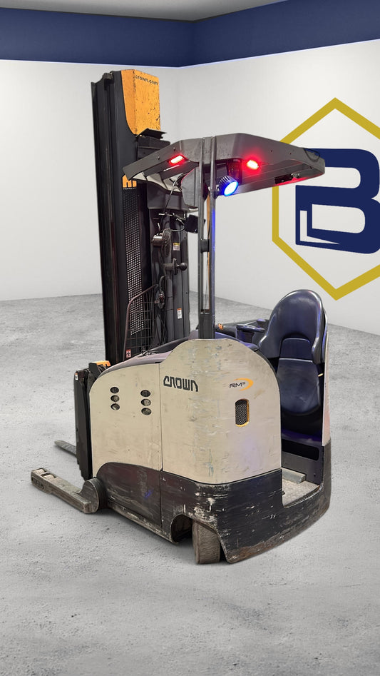 Burwell Material Handling 2014 Crown RMD6095S-32 electric deep-reach forklift for narrow warehouse aisles
