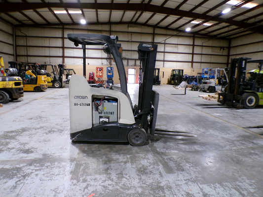 Burwell Material Handling 2011 Crown RC5545-40 stand-up electric forklift in a warehouse setting