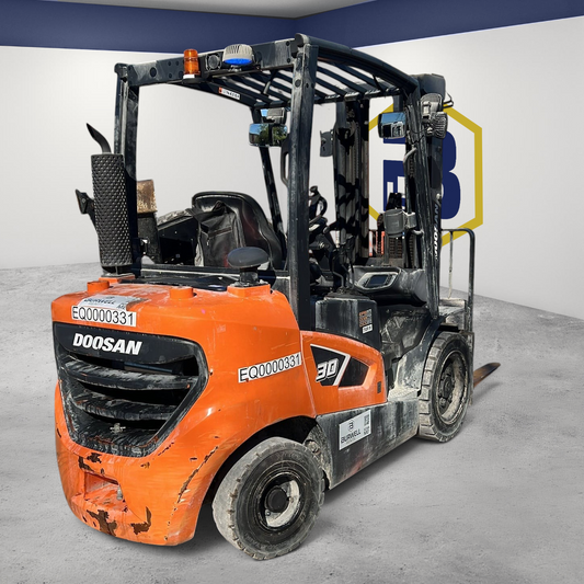 Burwell Material Handling 2022 Doosan D30S-9 diesel pneumatic forklift with orange chassis and black mast