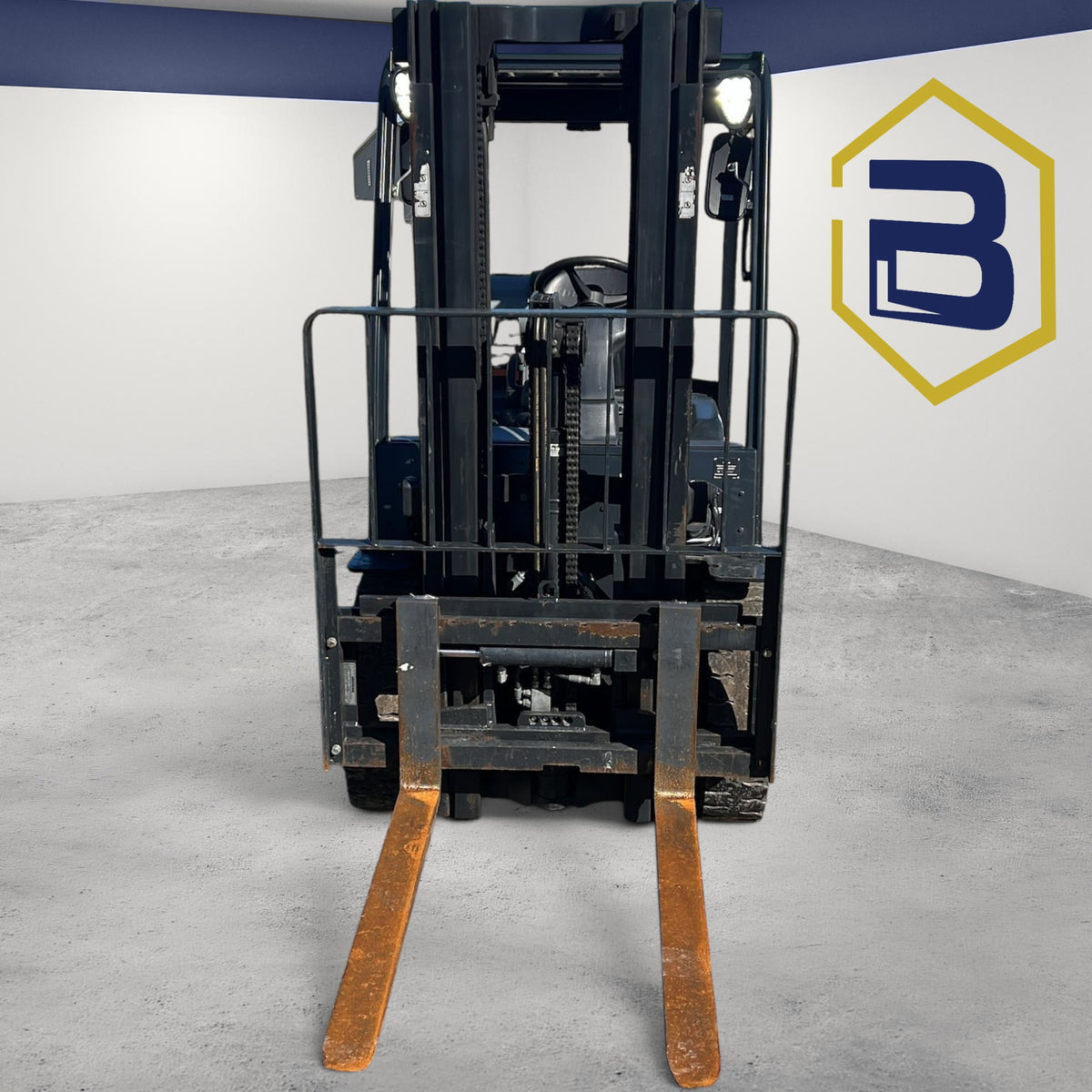 Burwell Material Handling 2020 Doosan G25N-7LP LPG pneumatic forklift with triple-stage mast for outdoor industrial use