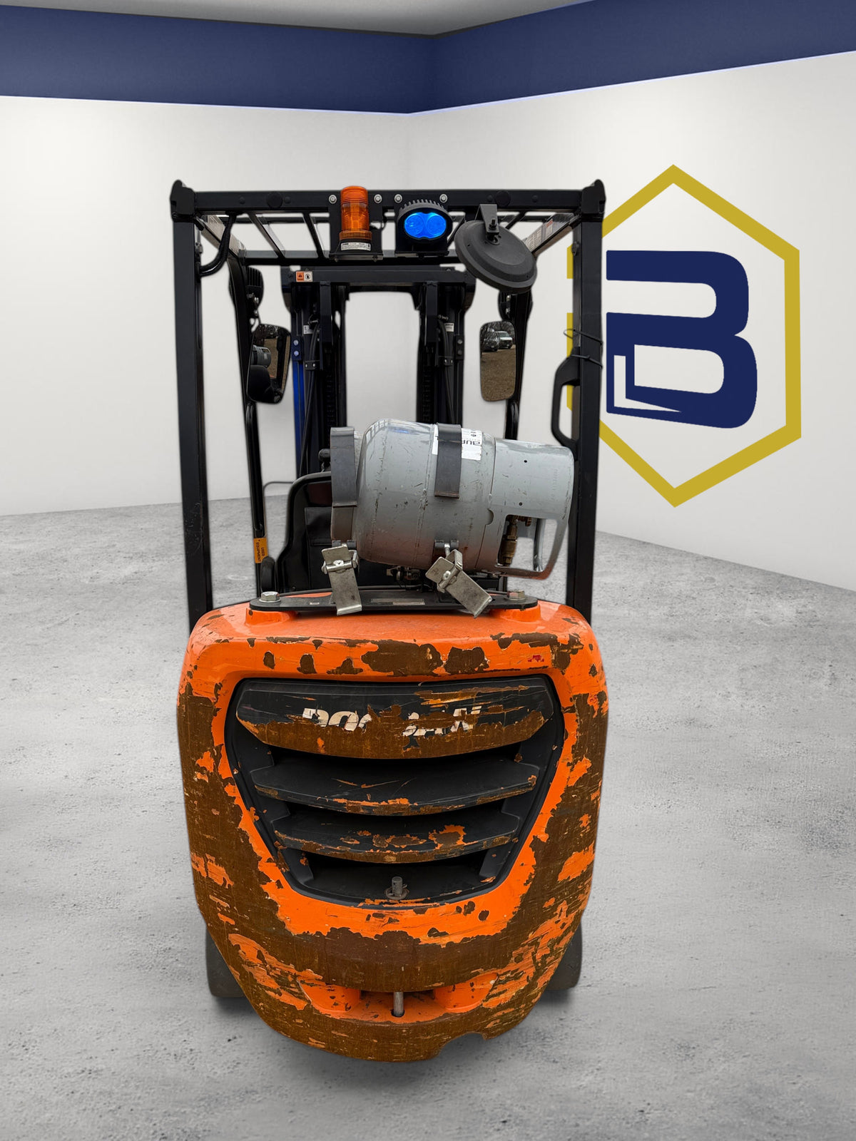 Burwell Material Handling 2020 Doosan GC30S-9 LPG cushion-tire forklift with orange chassis in indoor warehouse