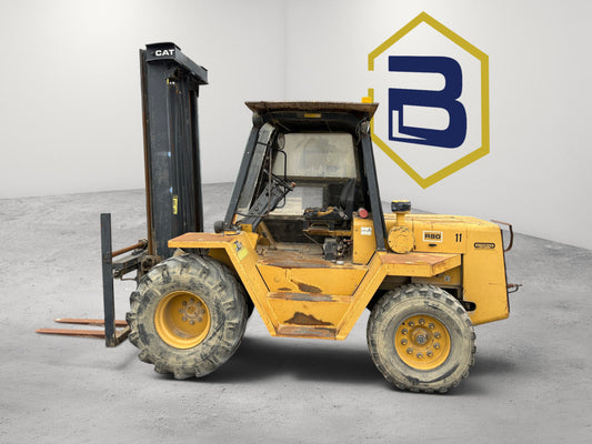 Burwell Material Handling 1996 Eagle Picher R80-F11 yellow rough terrain forklift with pneumatic tires