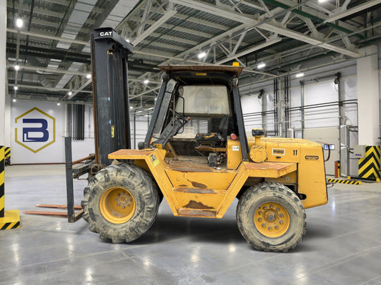 Burwell Material Handling 1996 Eagle Picher R80-F11 yellow rough terrain forklift with pneumatic tires