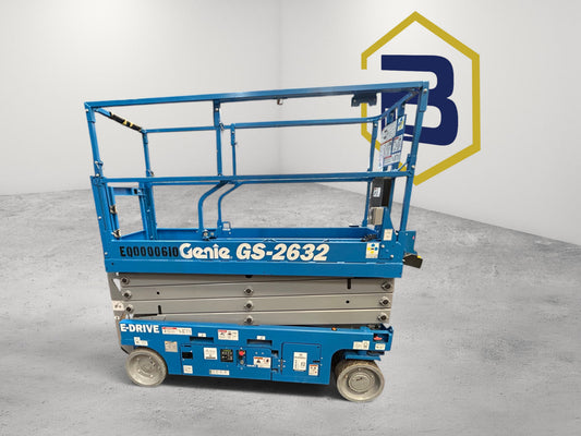 Burwell Material Handling 2020 Genie GS-2632 electric scissor lift in blue with a 26 ft platform height