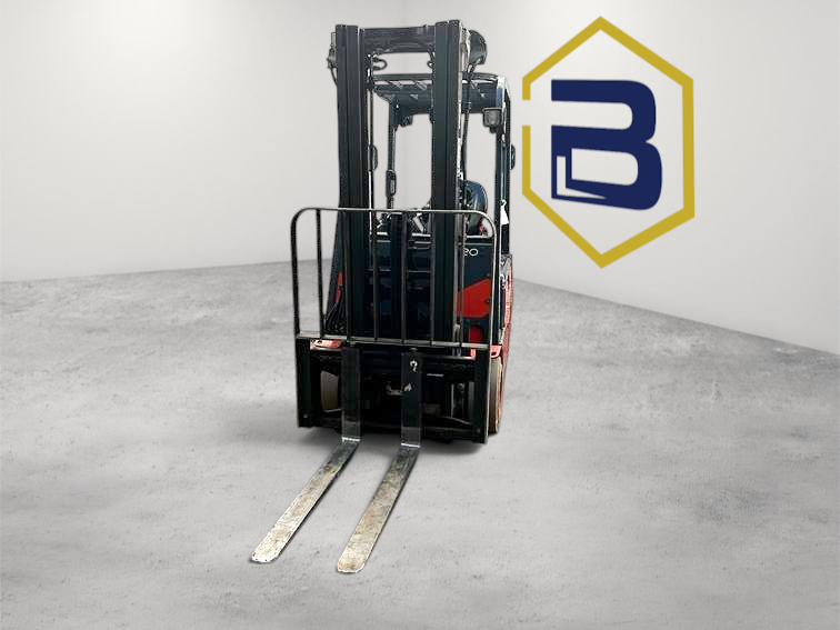 Burwell Material Handling 2019 Linde E20C electric forklift with triple mast, side shifter, and 42-inch forks.