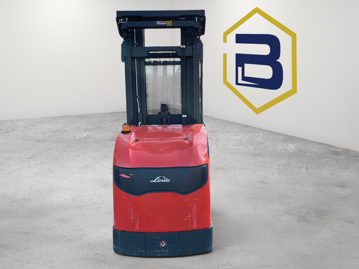 Burwell Material Handling 2021 Linde V15 electric man-up order picker forklift in red with high-reach mast