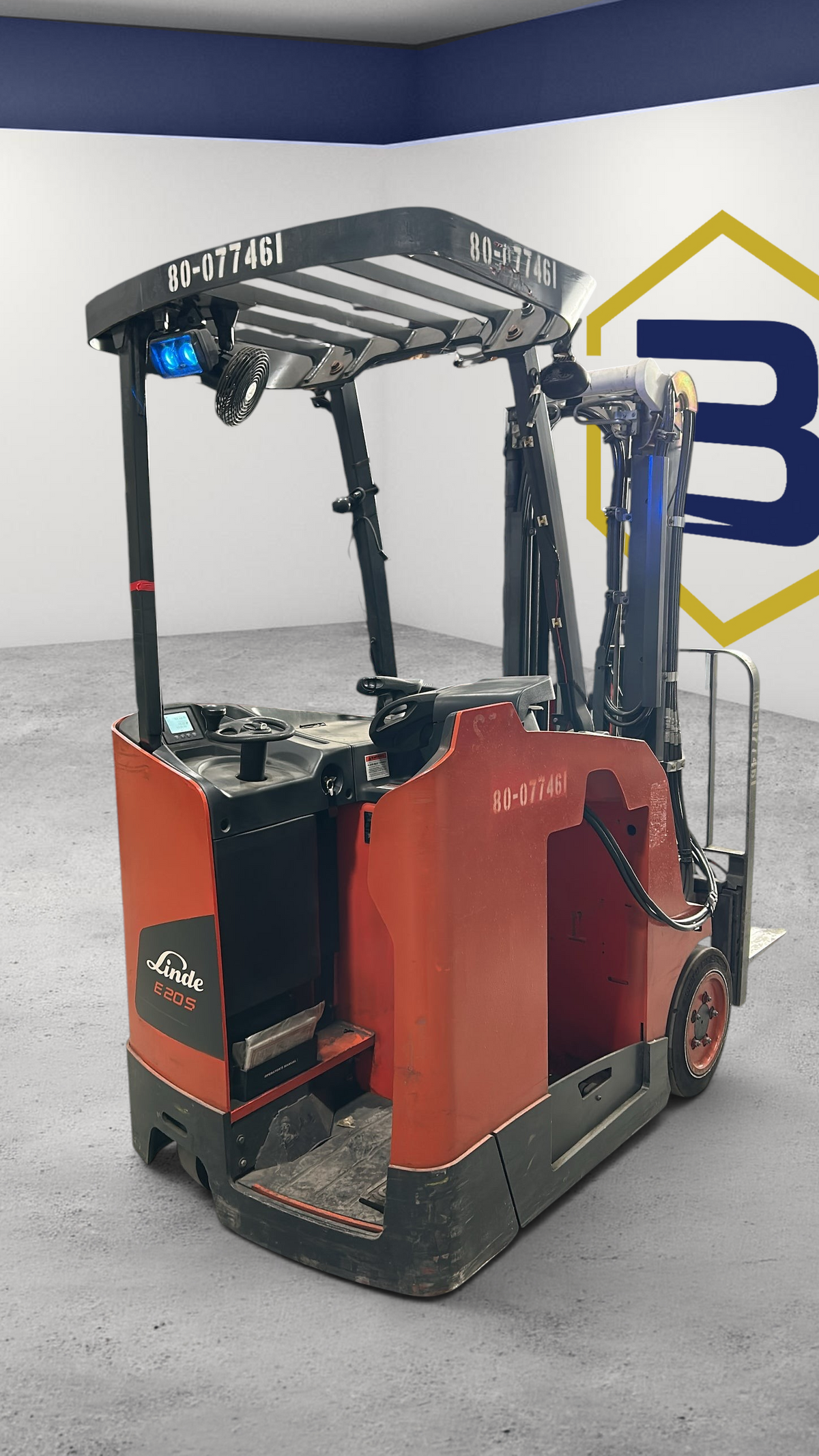 Burwell Material Handling 2020 Linde E20S electric stand-up forklift in a warehouse setting