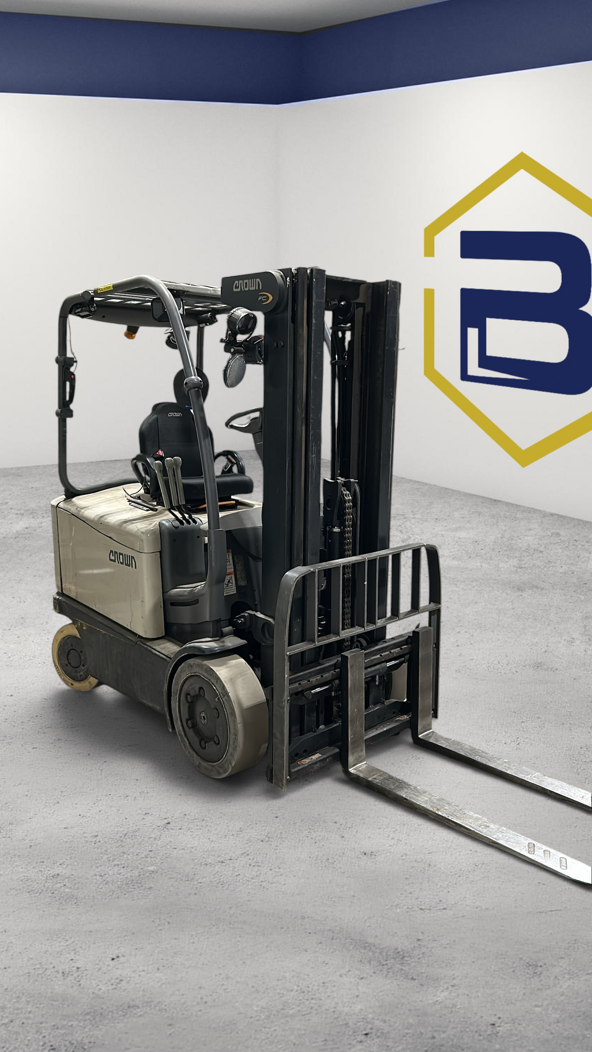 Burwell Material Handling 2017 Crown FC5225-50 electric sit-down counterbalance forklift in a warehouse setting
