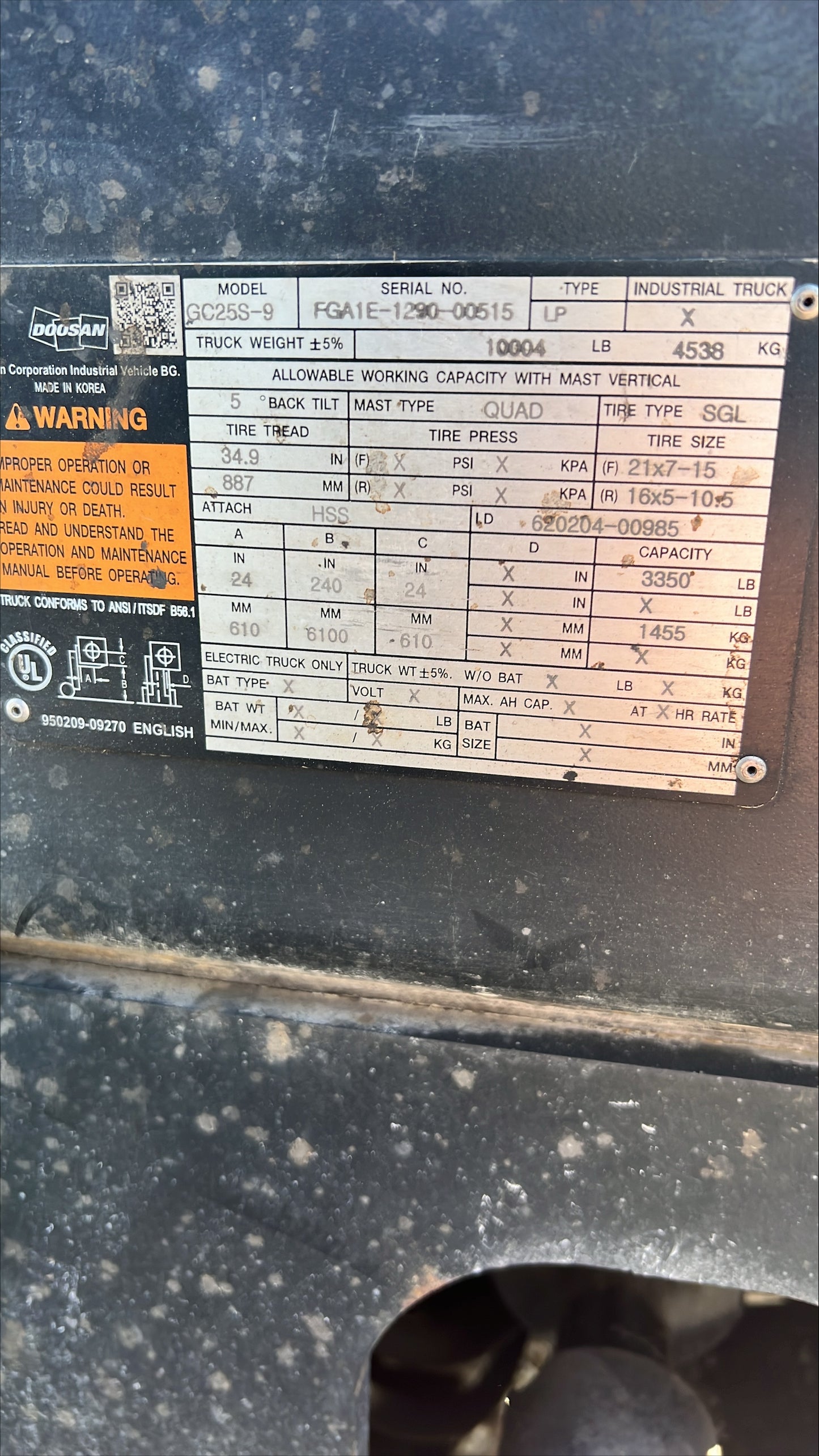2019 DOOSAN GC25S-9