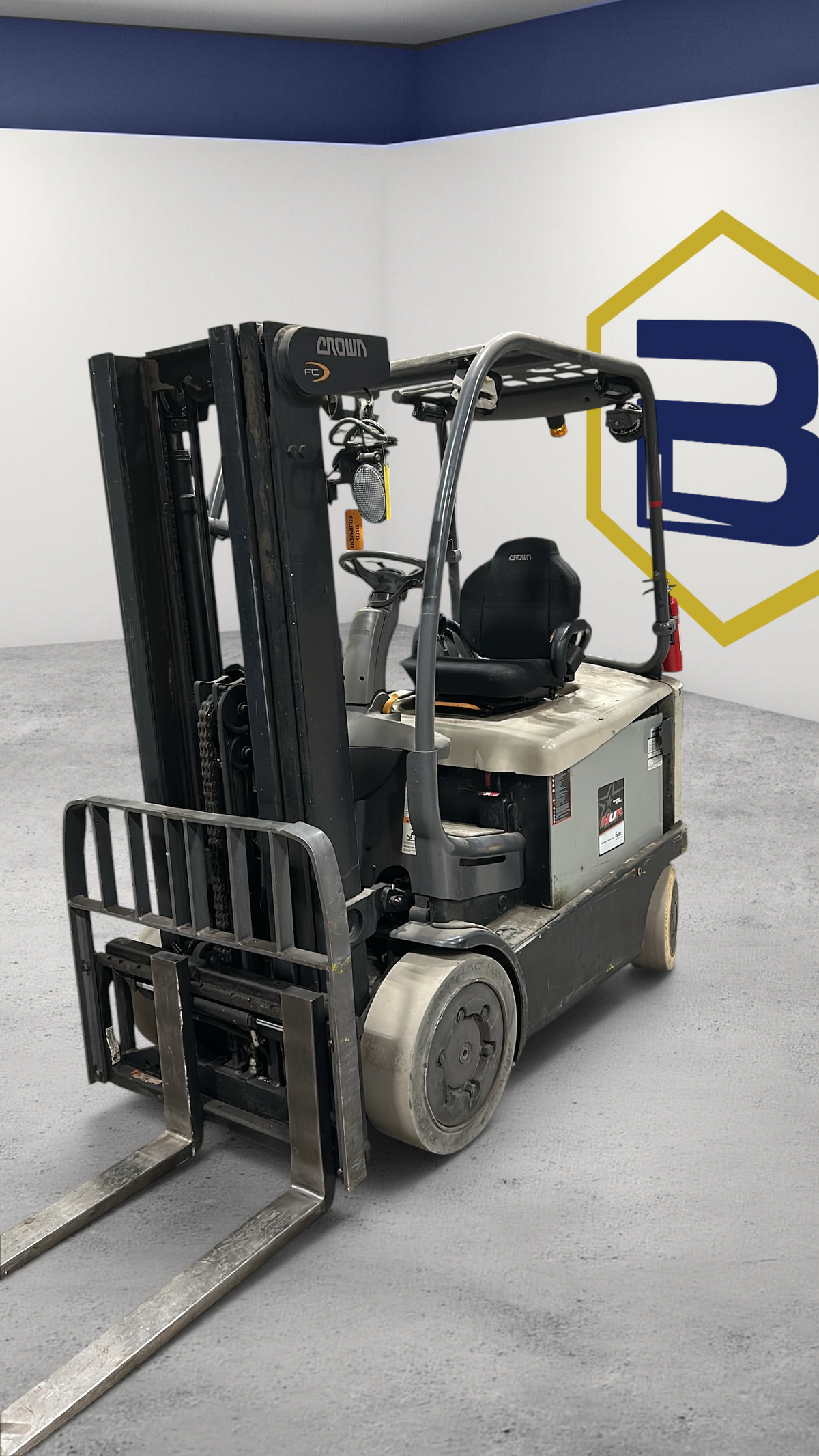 Burwell Material Handling 2017 Crown FC5225-50 electric sit-down cushion tire forklift in a warehouse setting