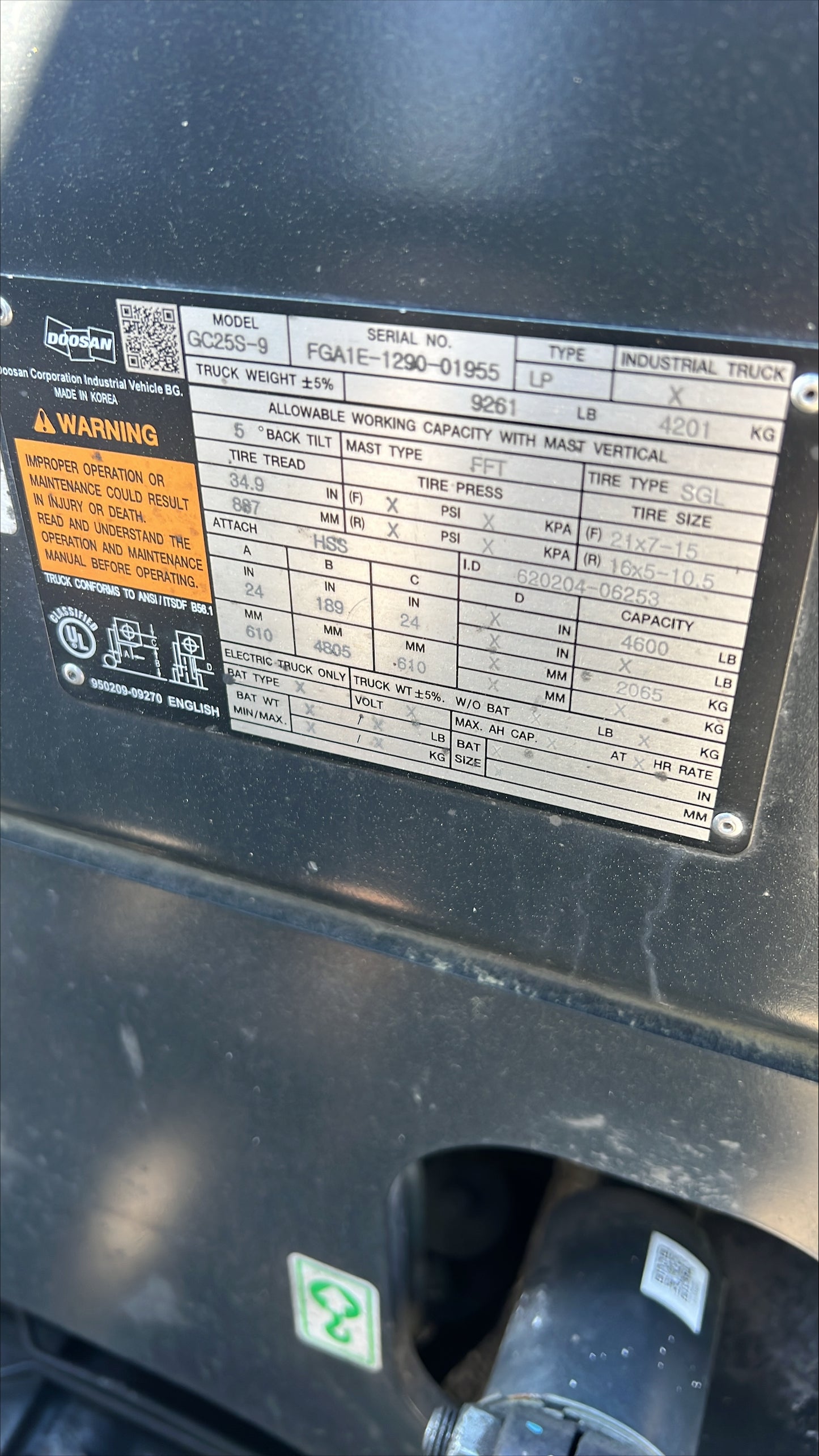 2021 DOOSAN GC25S-9